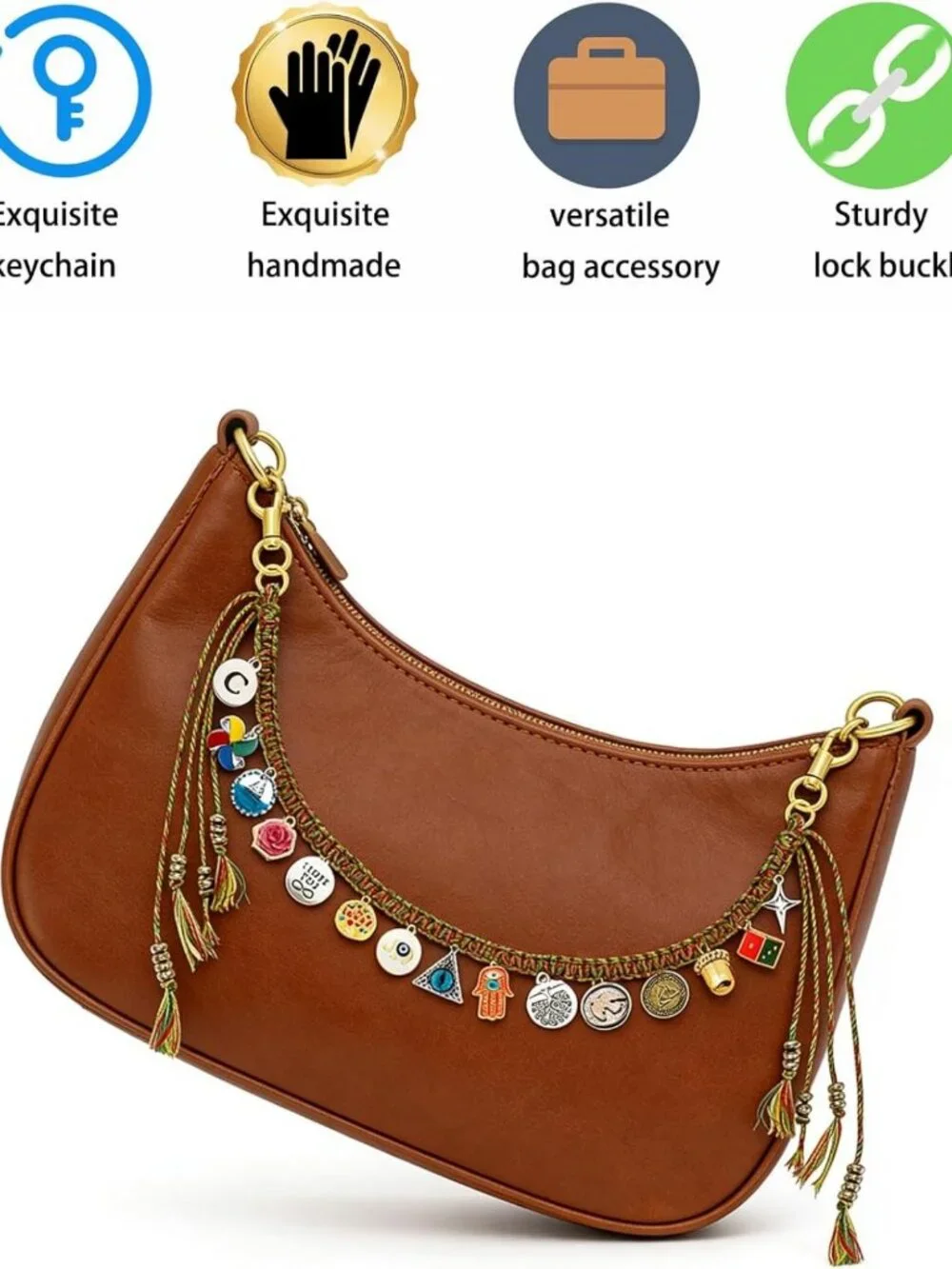 Stylish Beaded Rope Bag Extender Chain for Handbags, Purses & Backpacks